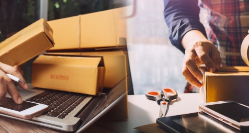 E-commerce orders being packed for B2C fulfilment